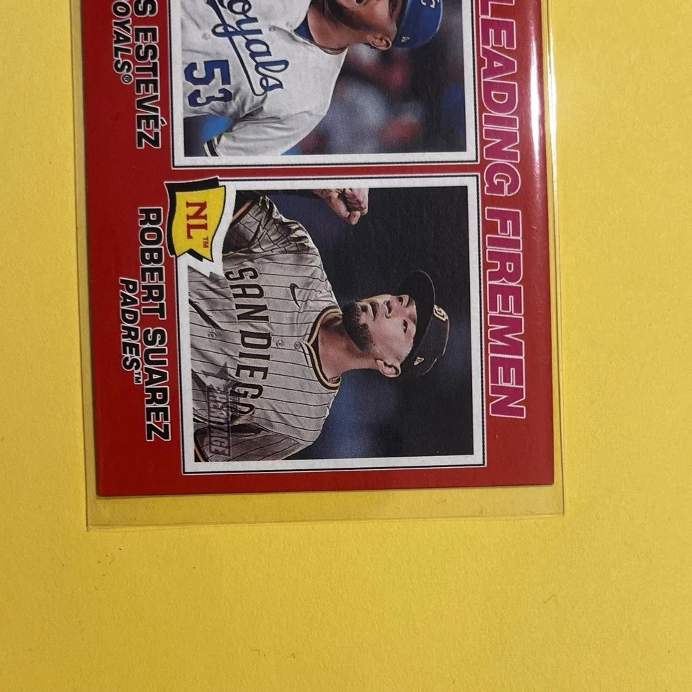 2026 Topps Heritage Red Border‎ #8 Leading Firemen Carlos Estevez Robert Suarez